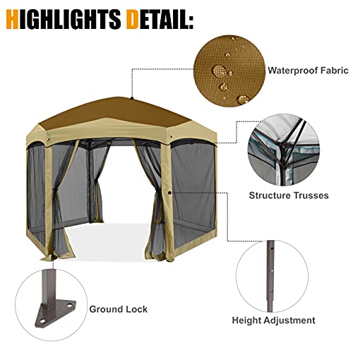Camouflage 6 Sided Instant Screened Canopy Tent U488691
