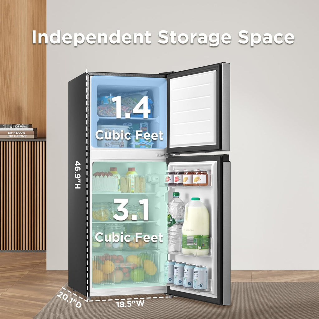 4.5 Cu Ft Double Door Stainless Steel Compact Refrigerator J1637