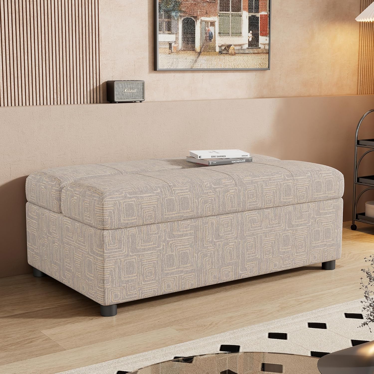 Twin Size Folding Ottoman Sleeper Bed with Mattress Convertible Guest Bed Light Gray Couch Sofa X483019