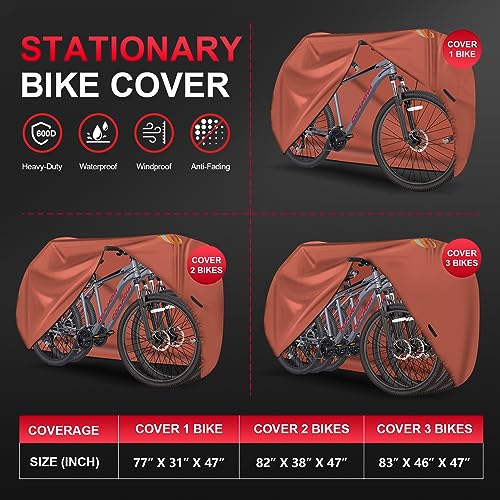 Bike Cover for 2 Bikes, Waterproof Heavy Duty 600D Bicycle Rack Cover E9641