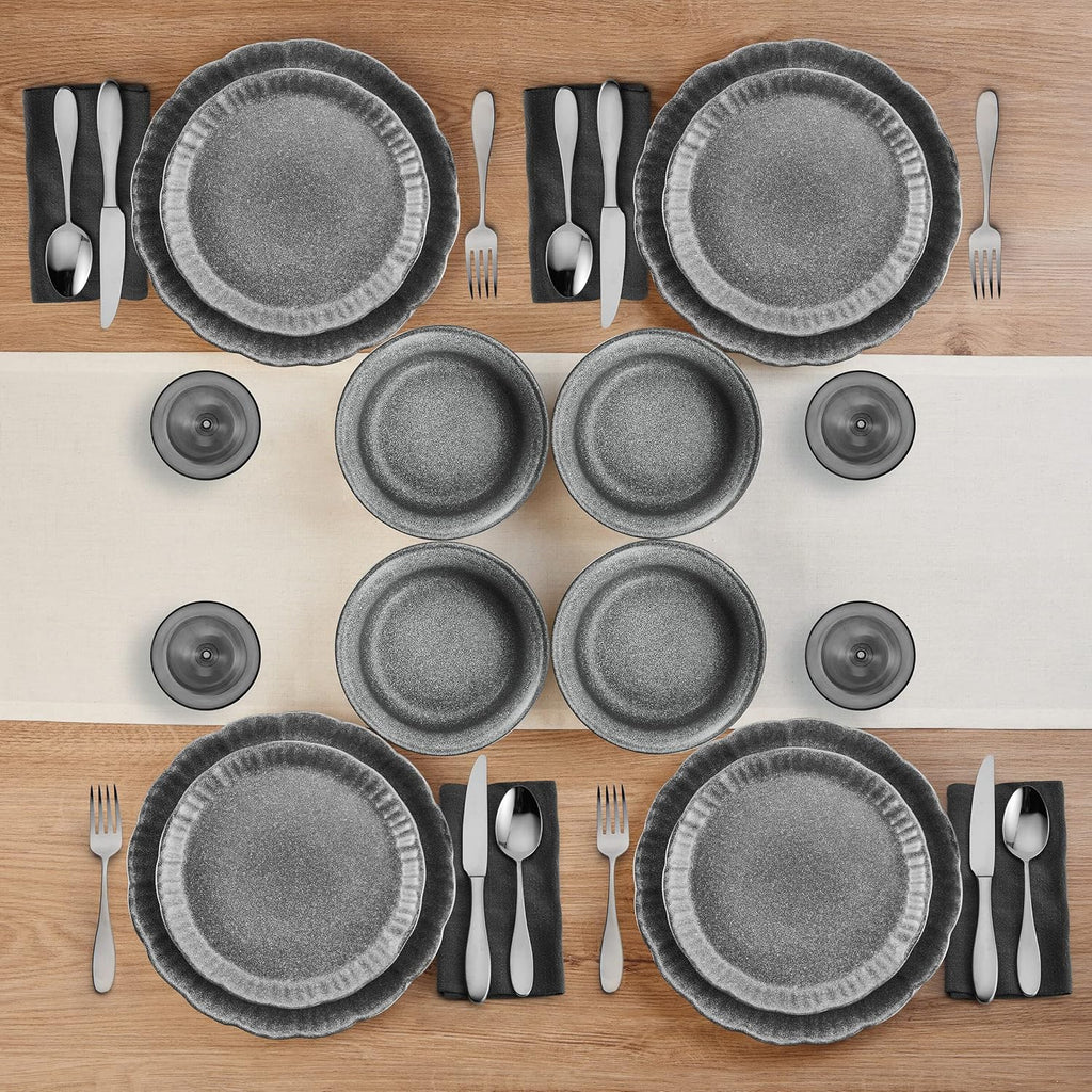 12 Piece Gray Dinnerware Set B1156