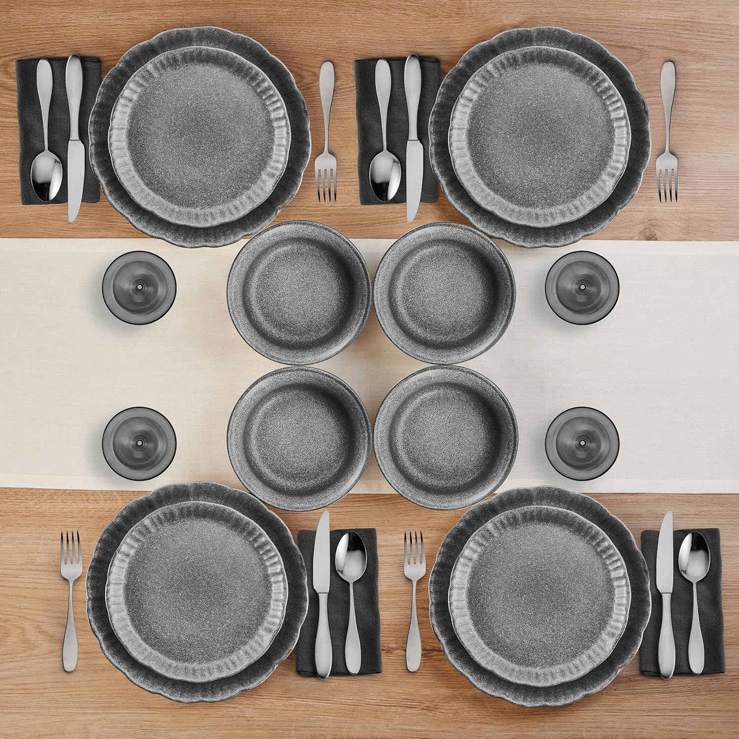12 Piece Gray Dinnerware Set B1156