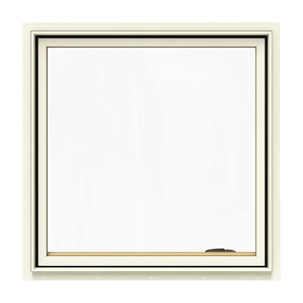 Cream Painted Clad Wood Right-Handed Casement Window with Mesh Screen X71138