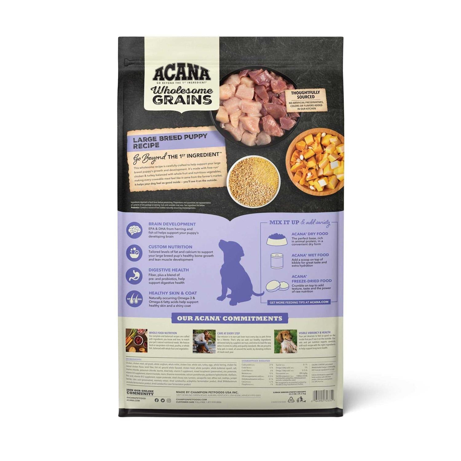 Acana Wholesome Grains Puppy Recipe Dry Dog Food Z62441