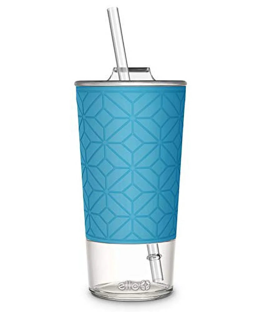 20 oz Blue Glass Tumbler with Straw Z570194