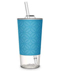20 oz Blue Glass Tumbler with Straw Z570194