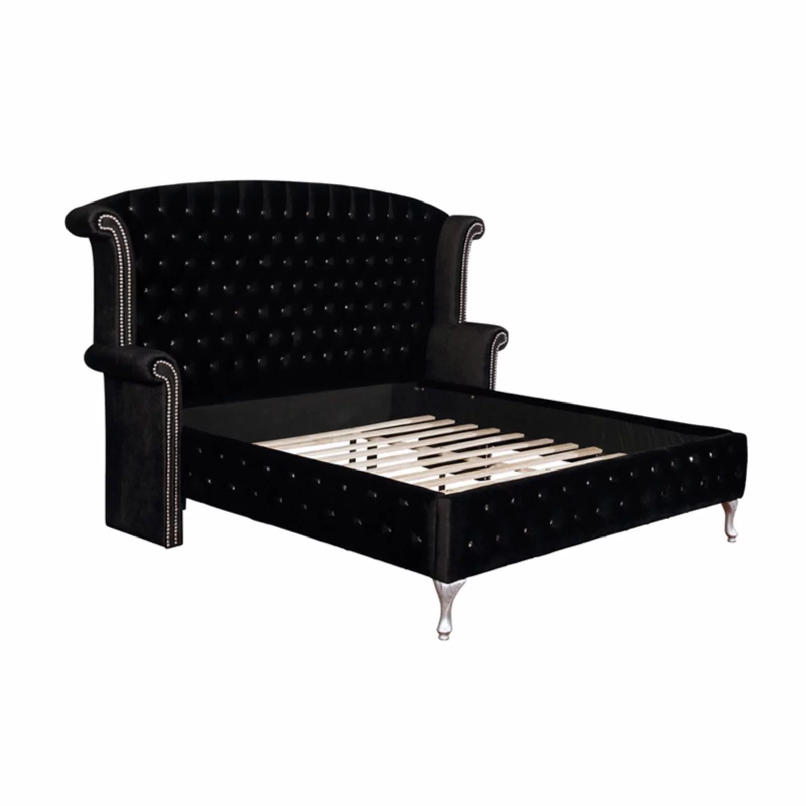 Gray Tufted Velvet Upholstered King Bed L83289