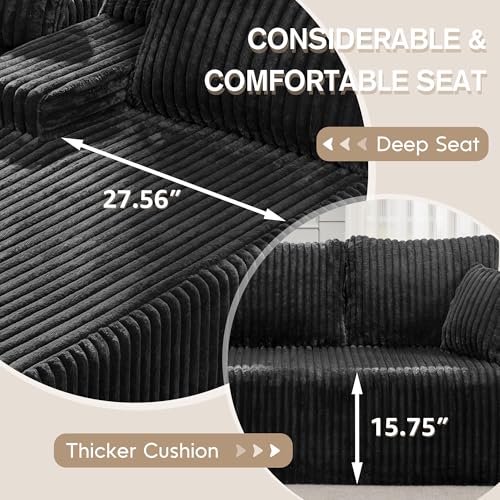 Grey Stripe L-Shape 3 Seat Modular Sectional Sofa with Oversized Chaise N10789