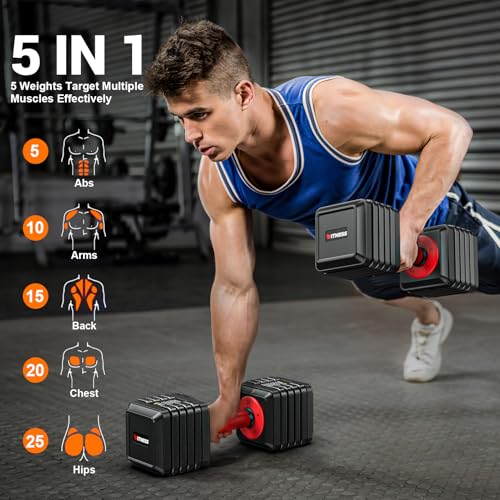Set of 2 Adjustable Dumbbells with Anti-Slip Texture Handle D75969