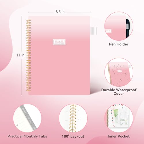 Pink 18-Month Monthly Planner, 8.5" x 11", Spiral Binding I915297