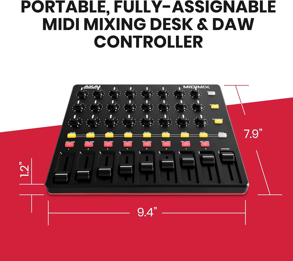 USB MIDI Controller Mixer with Assignable Faders, 24 Knobs, 16 Buttons V375951