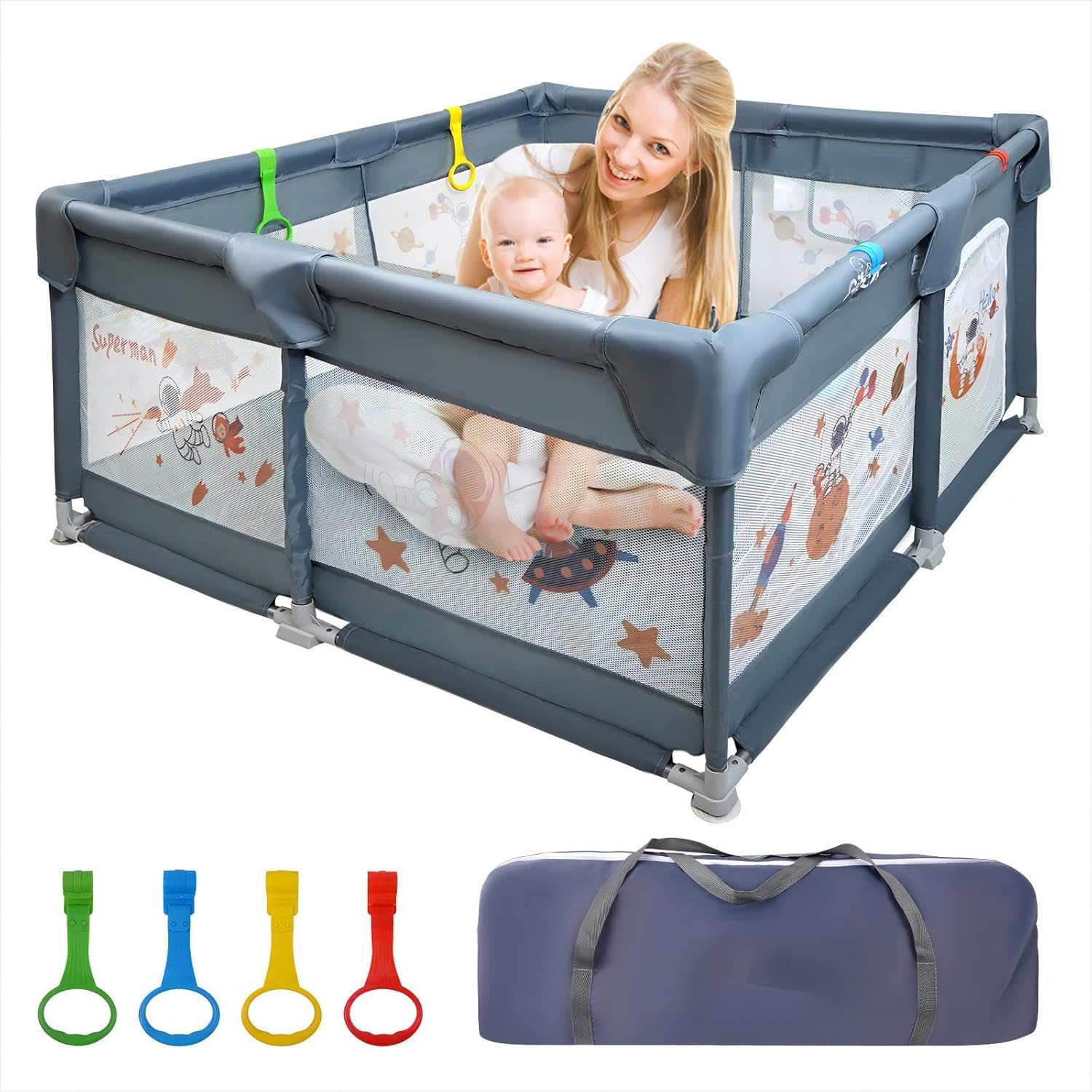 50"x50" Gray Play Yard with Gate S27024