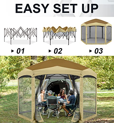 Camouflage 6 Sided Instant Screened Canopy Tent U488691
