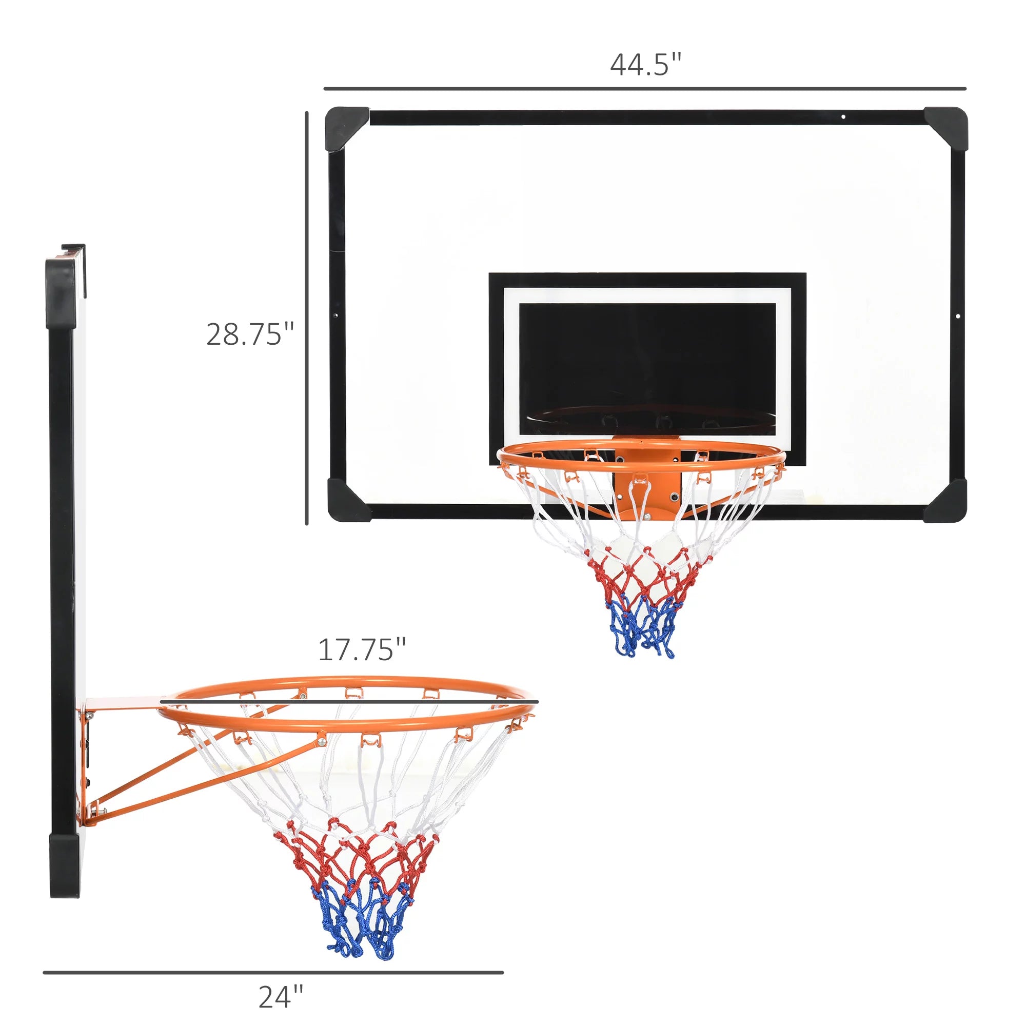 Wall Mounted Basketball Hoop with Shatter Proof Backboard G550