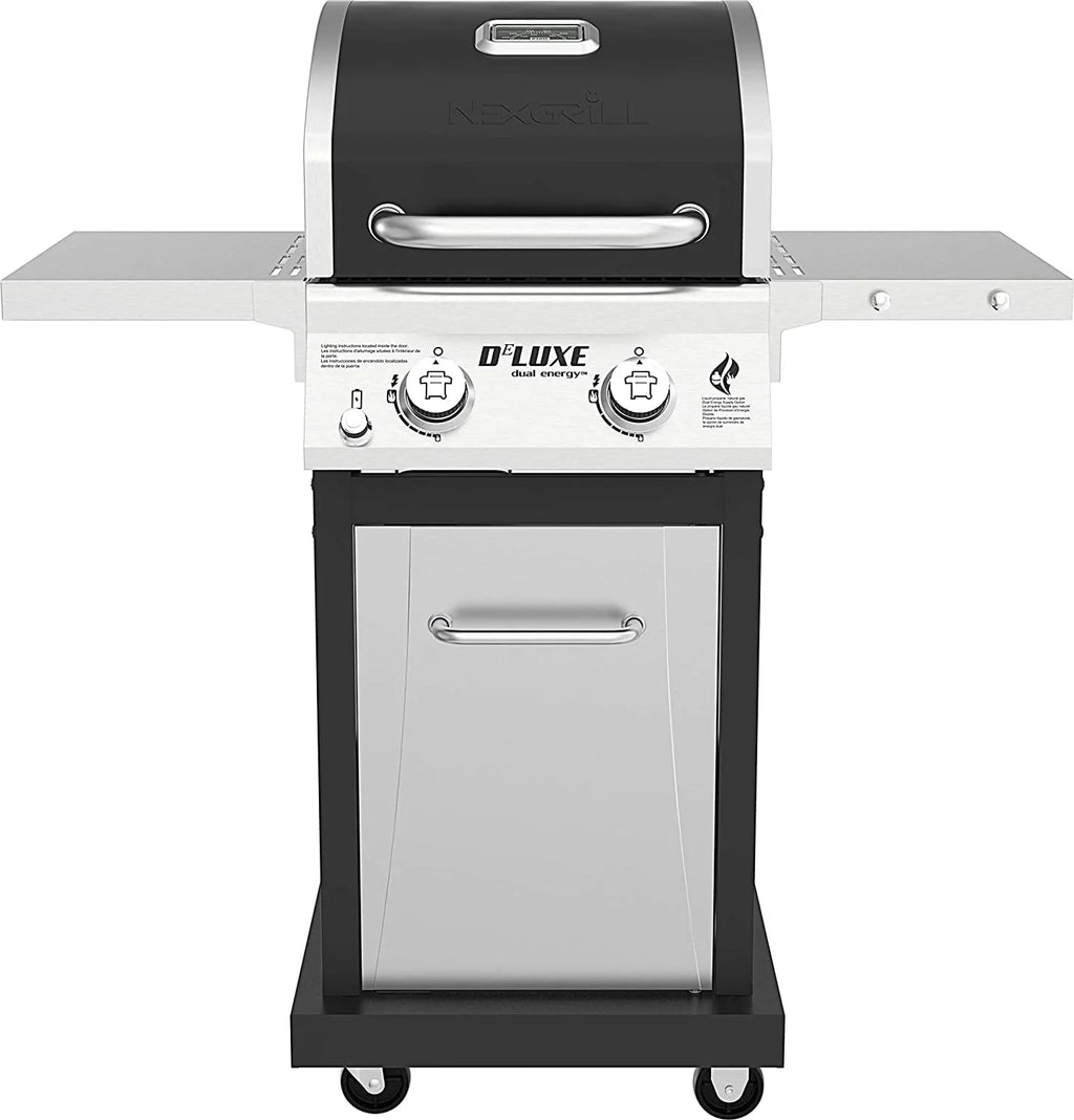 Silver & Black 2-Burner Propane Gas Grill with 2 Foldable Shelves U296237