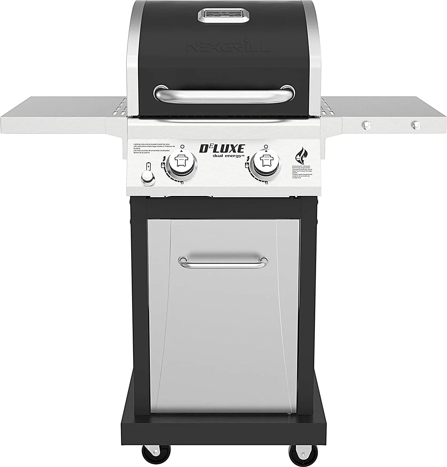 Silver & Black 2-Burner Propane Gas Grill with 2 Foldable Shelves U296237