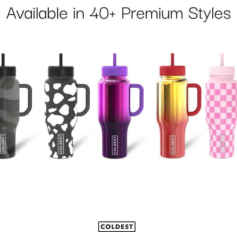 40 oz Stainless Steel Tumbler with Handle and Straw S65678