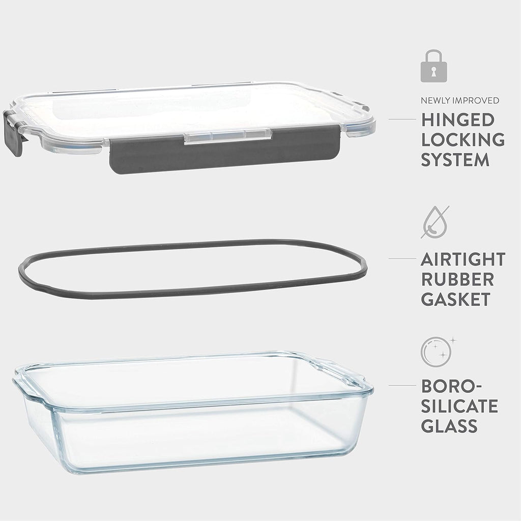 2-Piece Glass Casserole Dish Set with Locking Lids Z11548