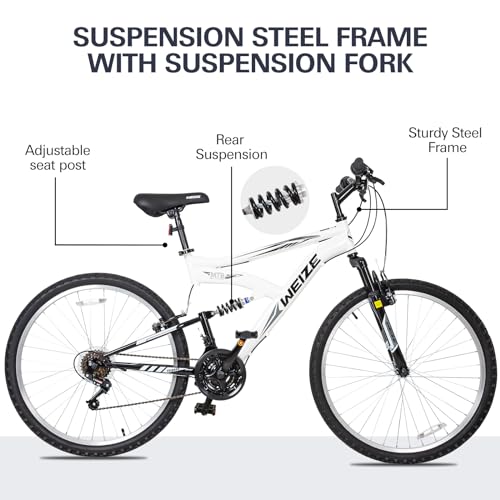 26 27.5 inch 18-Speed High-Carbon Steel Dual Full Suspension Mountain Bike B40962