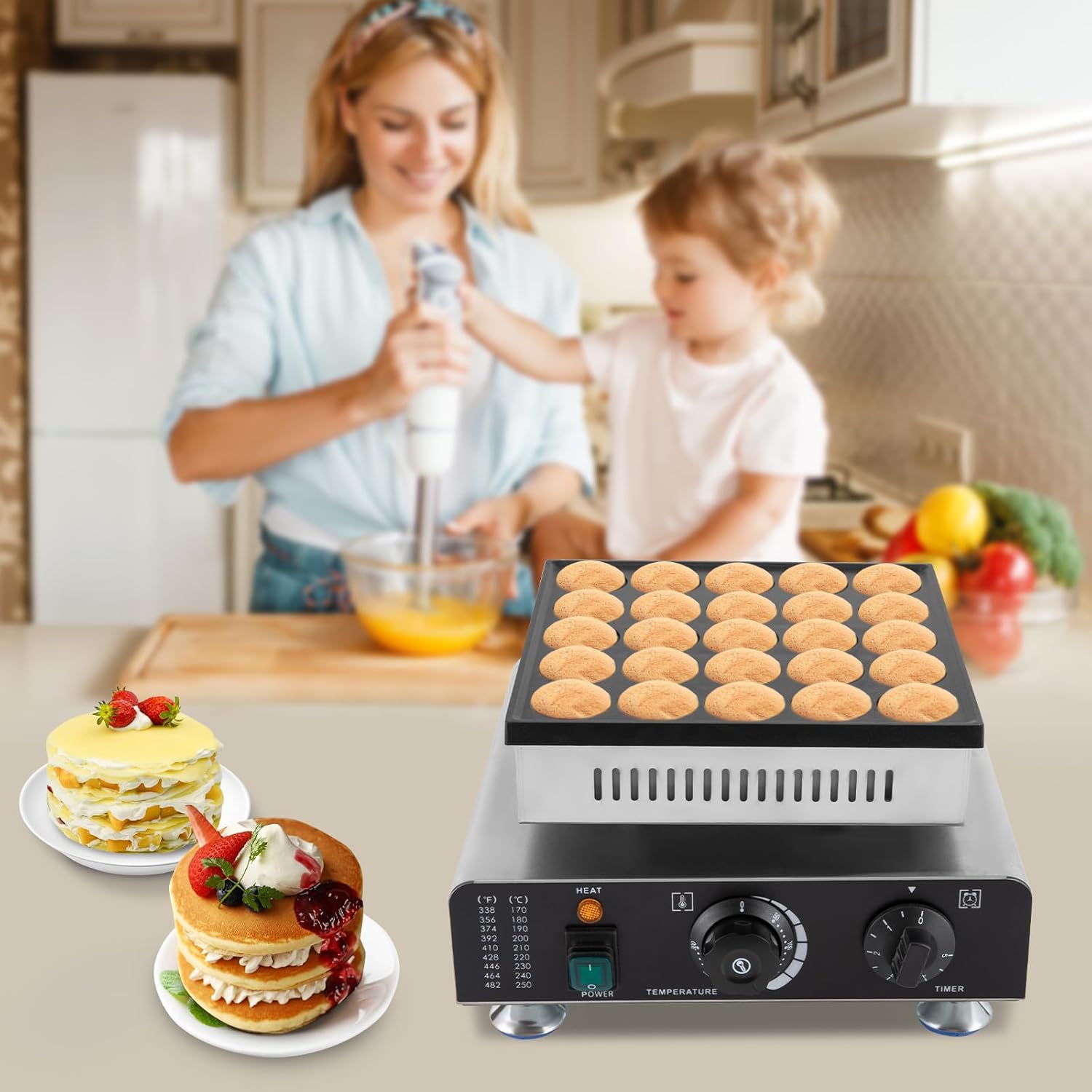 25PCS Non-stick Electric Pancake Maker Stainless Steel V225