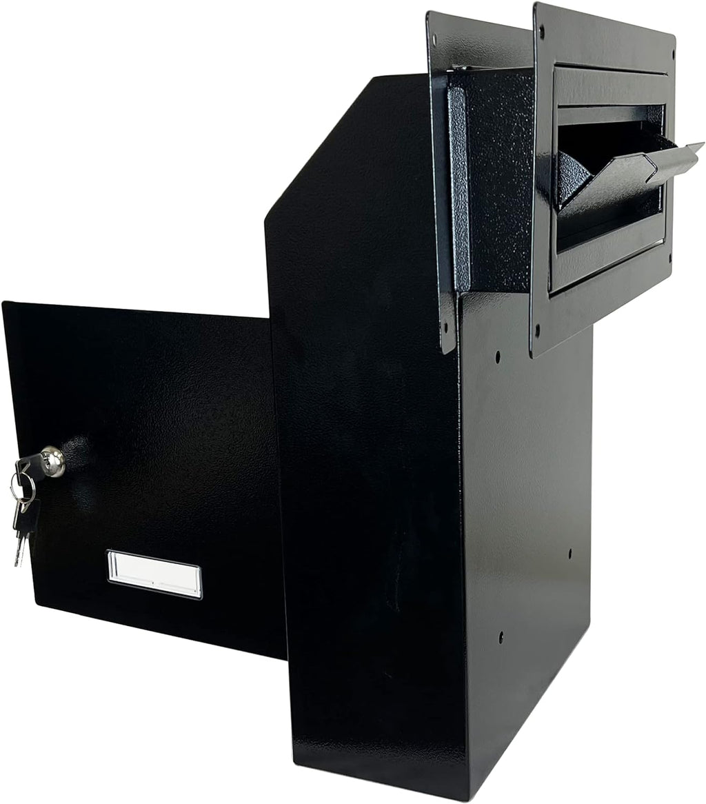 Through The Door Locking Steel Mailbox with Rear Access (Black) J24190