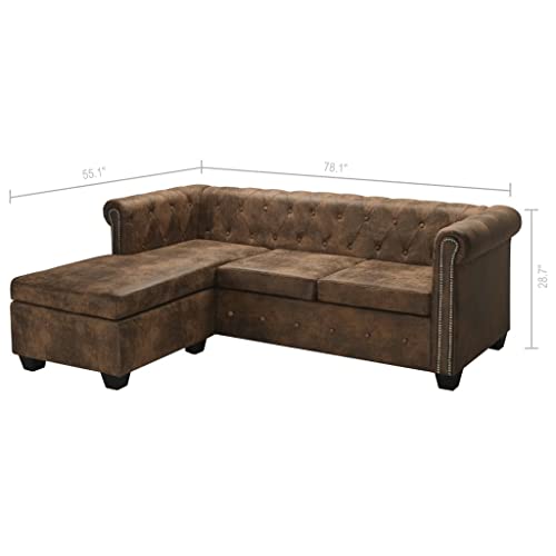 Brown L-shaped Sectional Sofa M801