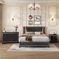 3-Pieces Queen Size Upholstered Bedroom Sets with LED Lights Y64225
