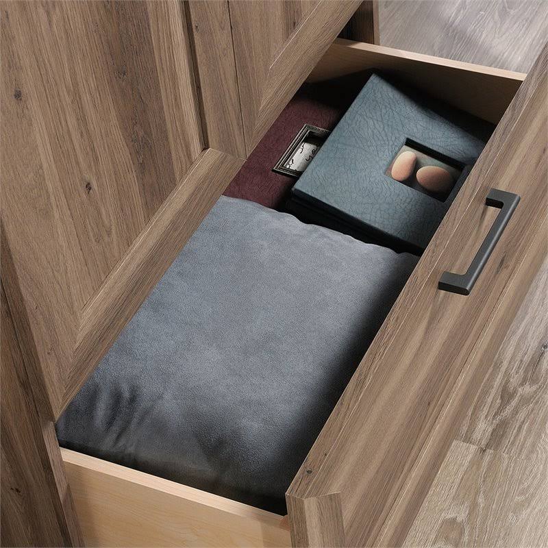Wardrobe Armoire with 1-Drawer in Salt Oak E8775