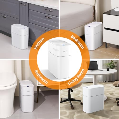 White 3.5 Gallon Motion Sensor Plastic Trash Can with Lid G18907