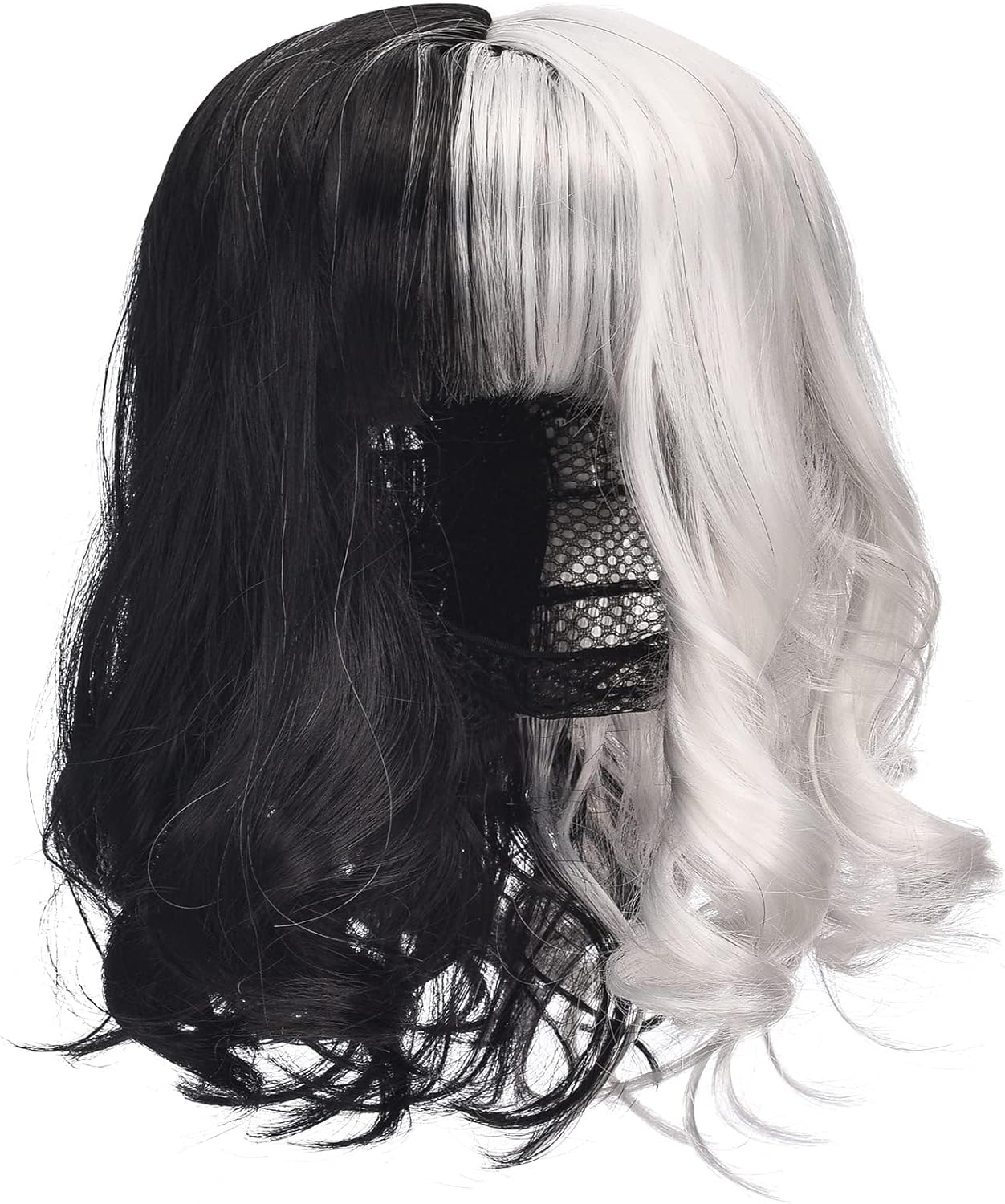 Black and White Wig, Dalmatian Shawl, Red Gloves, Necklace and Wig Cap Accessories Y4287