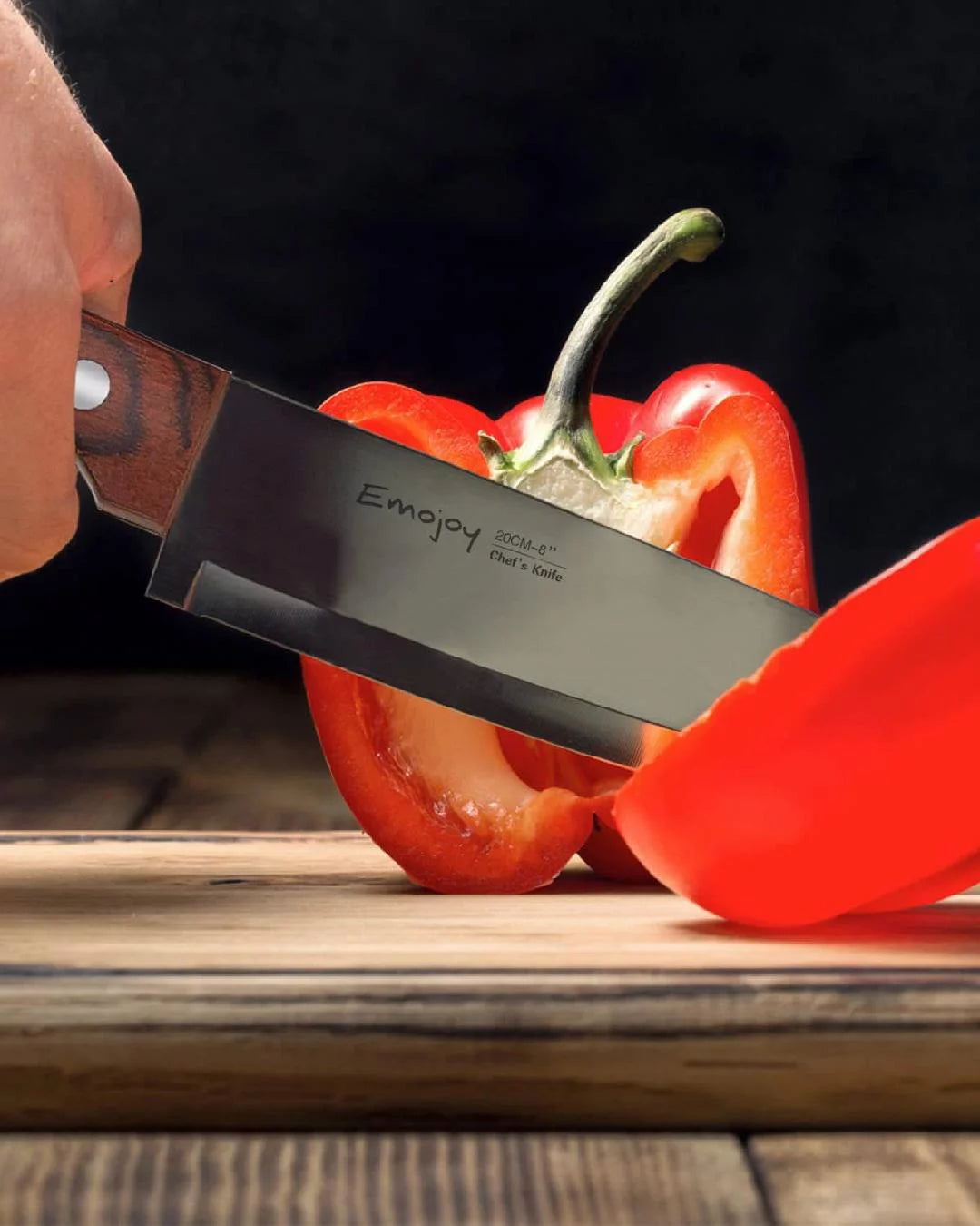 6 Pcs High Carbon Stainless Steel Wooden Handle Knife Block Set J868054