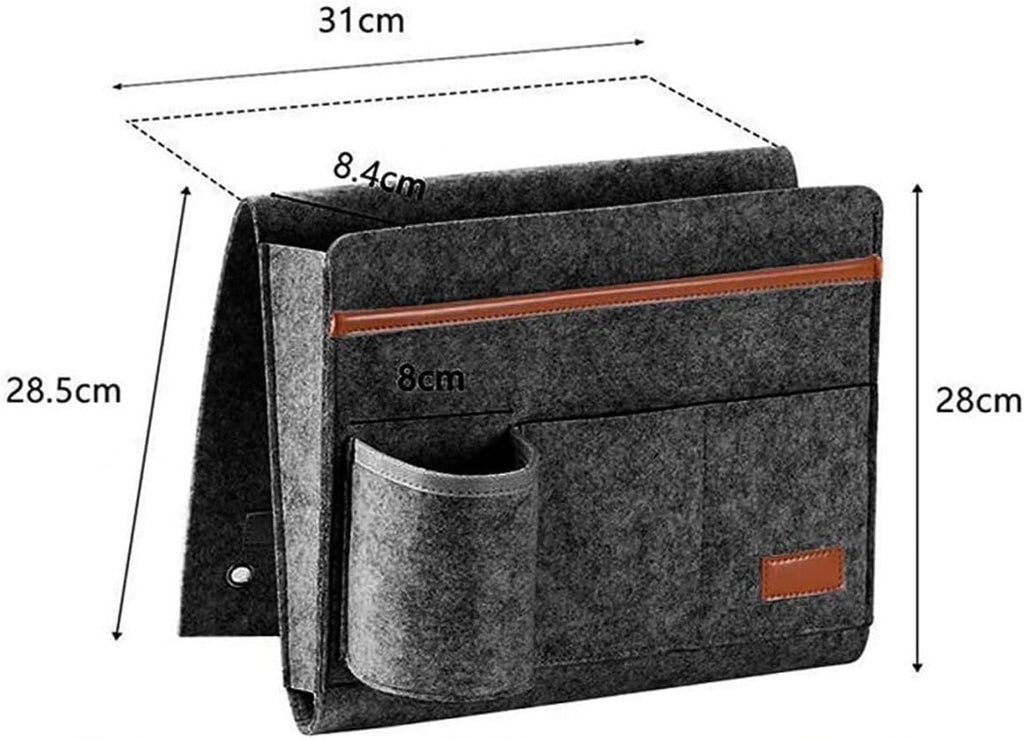 Deep Gray Felt Bedside Caddy with 5 Pockets D8921