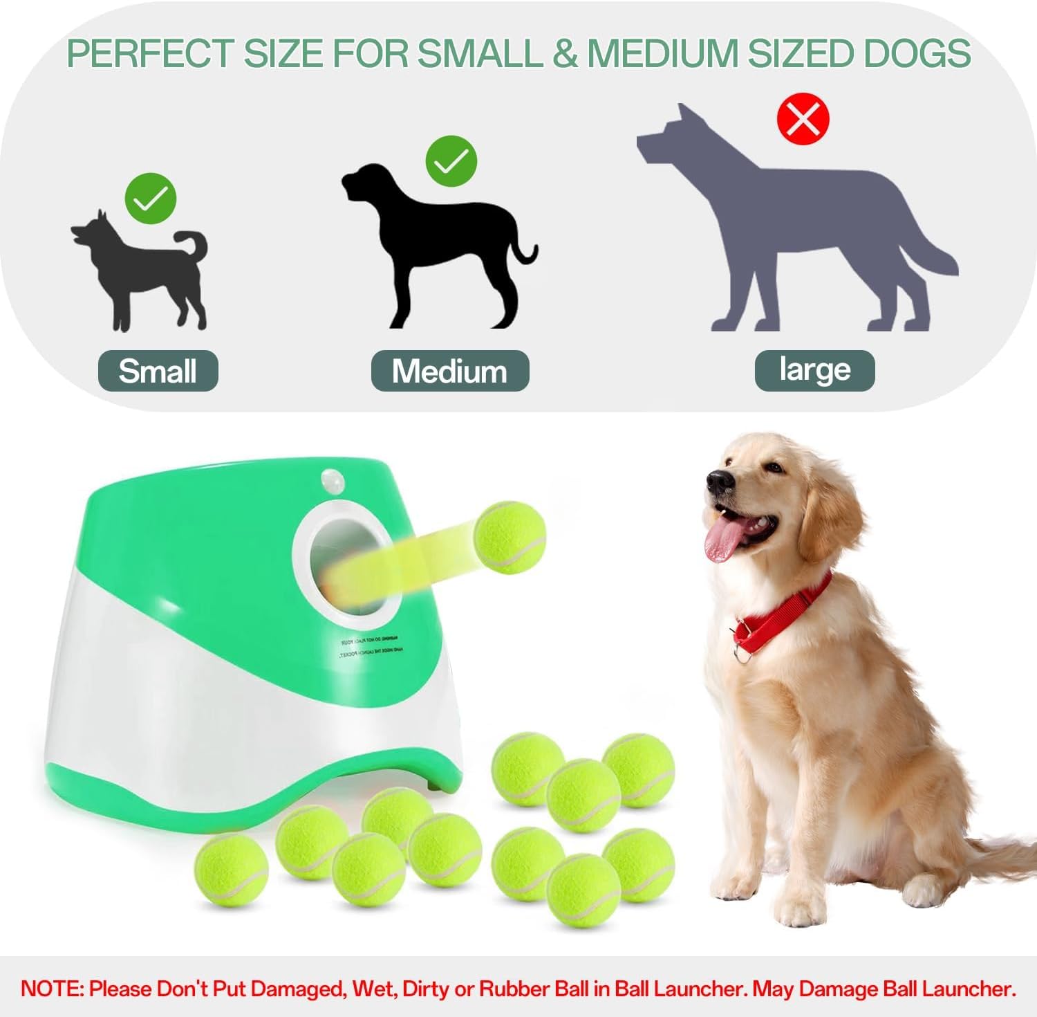 Automatic Ball Launcher with 12 Tennis Balls (Green) R3384