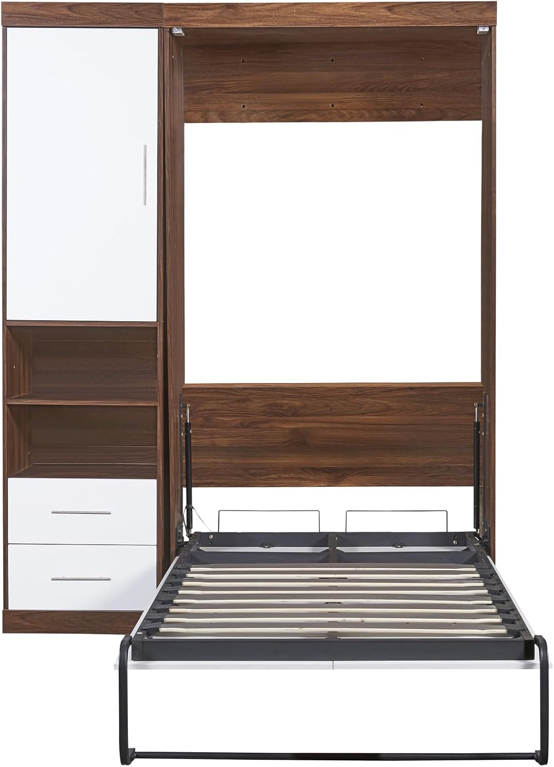 Twin Size Murphy Bed with Cabinet Gray T7150