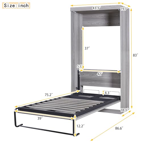 Full Murphy Bed Wardrobe Wall Bed with Cabinet O76770
