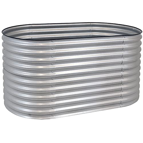 62.5-Inch Oval Stackable Steel Raised Garden Bed Planter Kit with Rubber Edge Trim S672