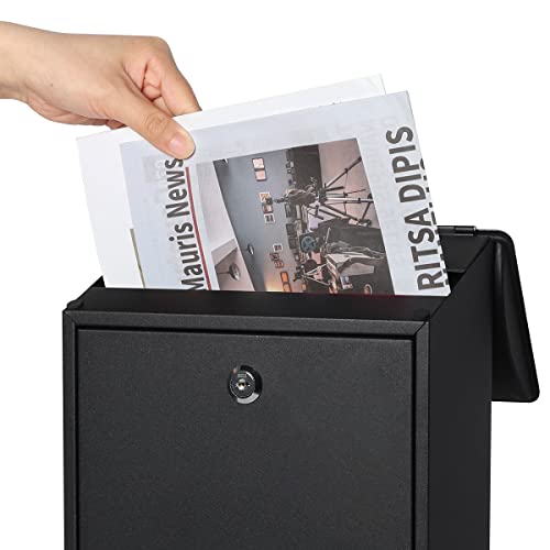 Black Wall Mounted Locking Mailbox with Key Lock L981112