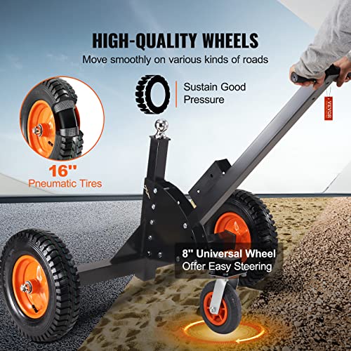Adjustable Trailer Dolly with 1-7/8'' Hitch Ball & 10'' Solid Tires, 16''-24'' Adjustable Height, 600lbs Tongue Weight Capacity S486