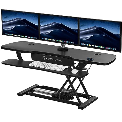 Black Electric Standing Desk Converter with Keyboard Tray and USB Port C750