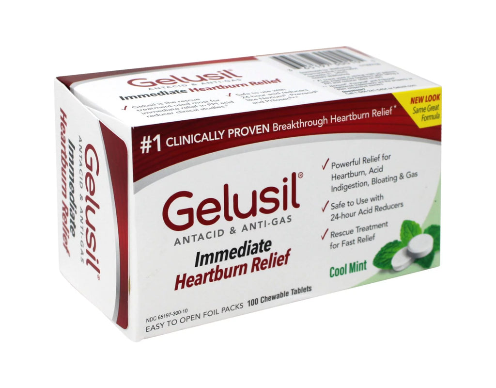 100 Tablets Antacid Anti-Gas Tablets Cool Mint M565093
