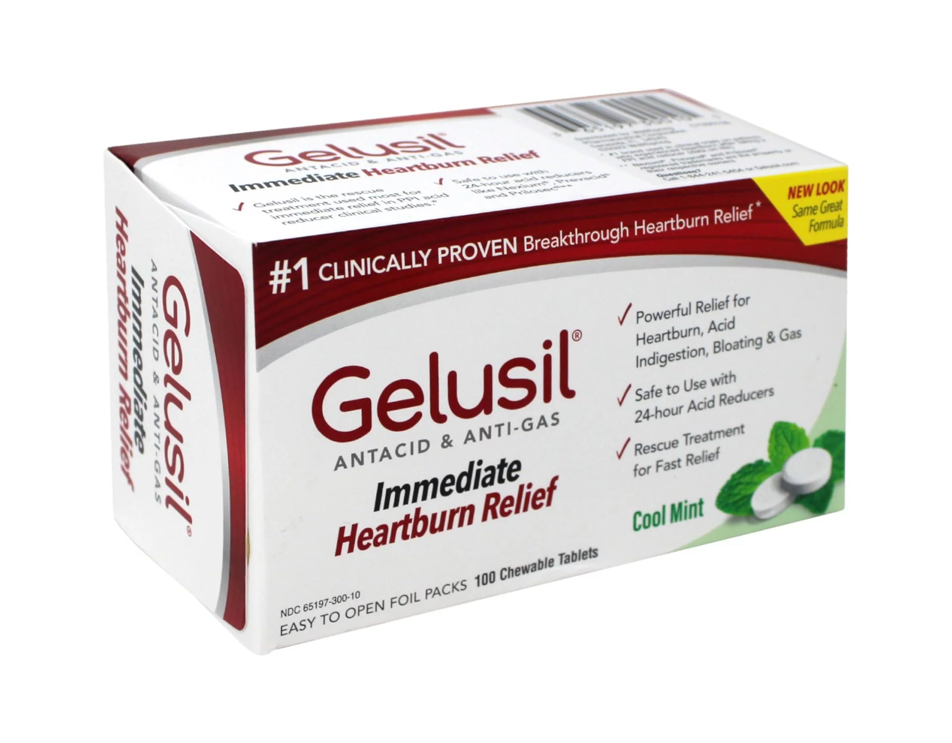 100 Tablets Antacid Anti-Gas Tablets Cool Mint M565093