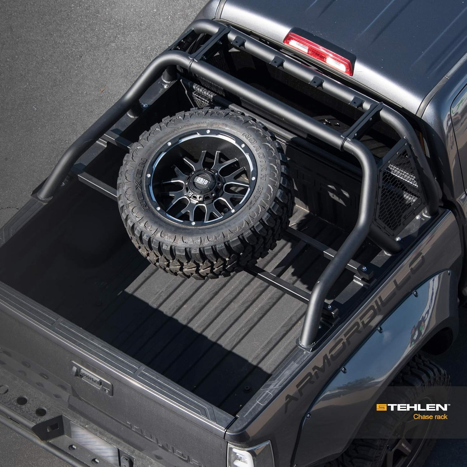 Matte Black Truck Bed Roll Bar with Tire Carrier U739709