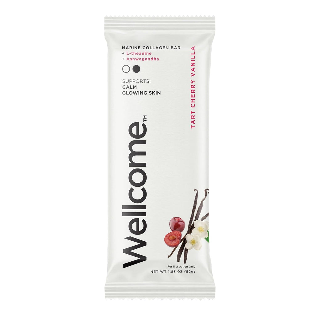 Tart Cherry Vanilla Marine Collagen Protein Bar with Ashwagandha and L-Theanine (Pack of 12) P92075
