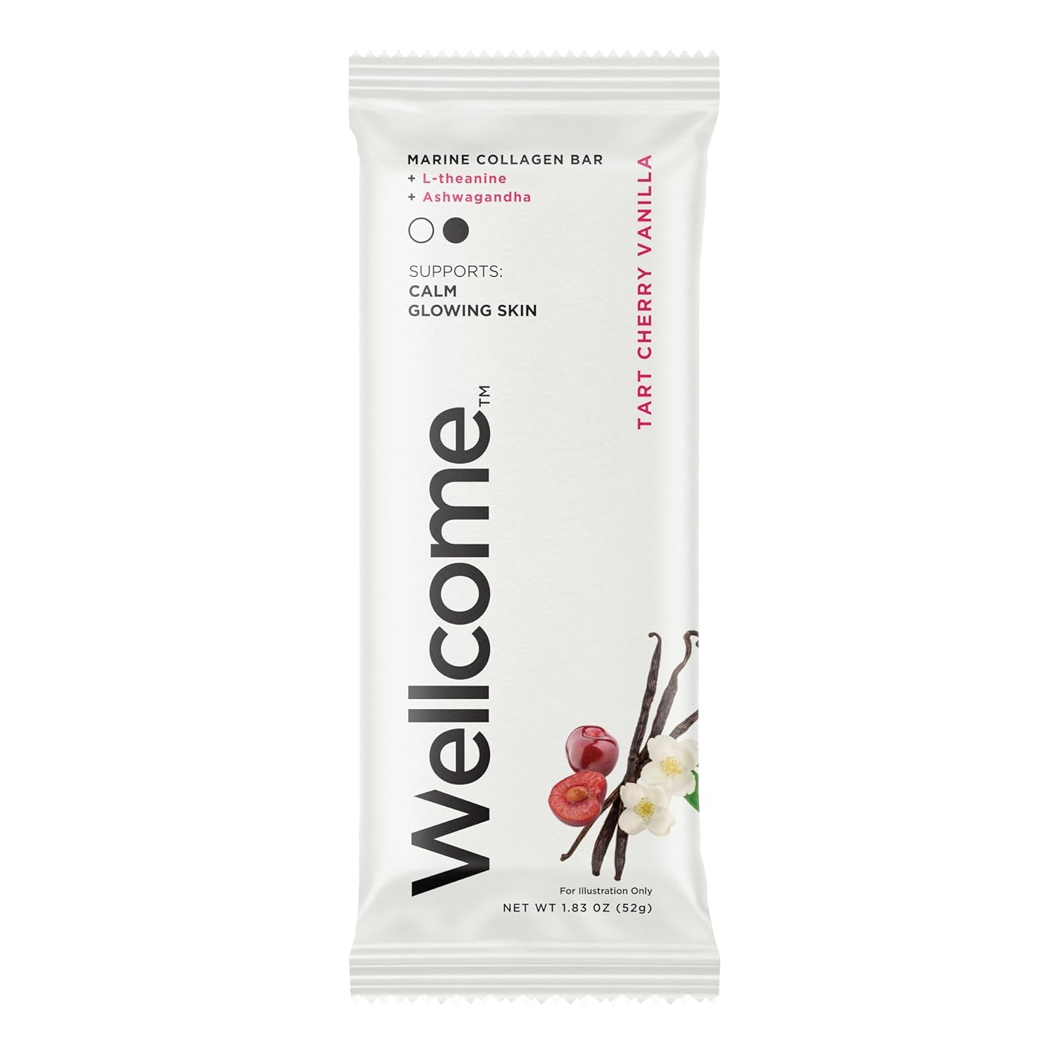 Tart Cherry Vanilla Marine Collagen Protein Bar with Ashwagandha and L-Theanine (Pack of 12) P92075