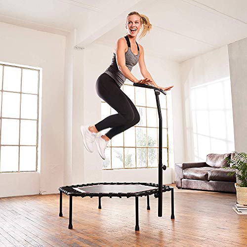 Blue/Green/Red Indoor Trampoline with Height Adjustable Bar Q55493