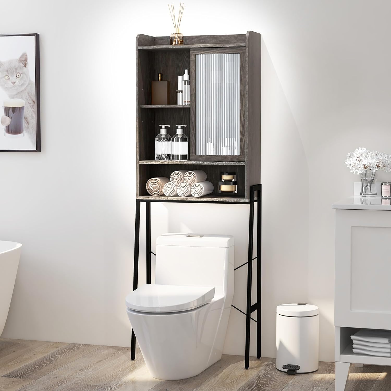 Over The Toilet Storage Cabinet with Sliding Door W6193