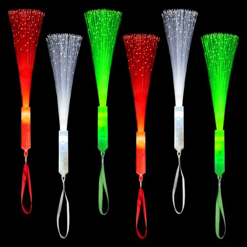 12 Pack Red White Green Fiber Optic Glow Sticks T81288