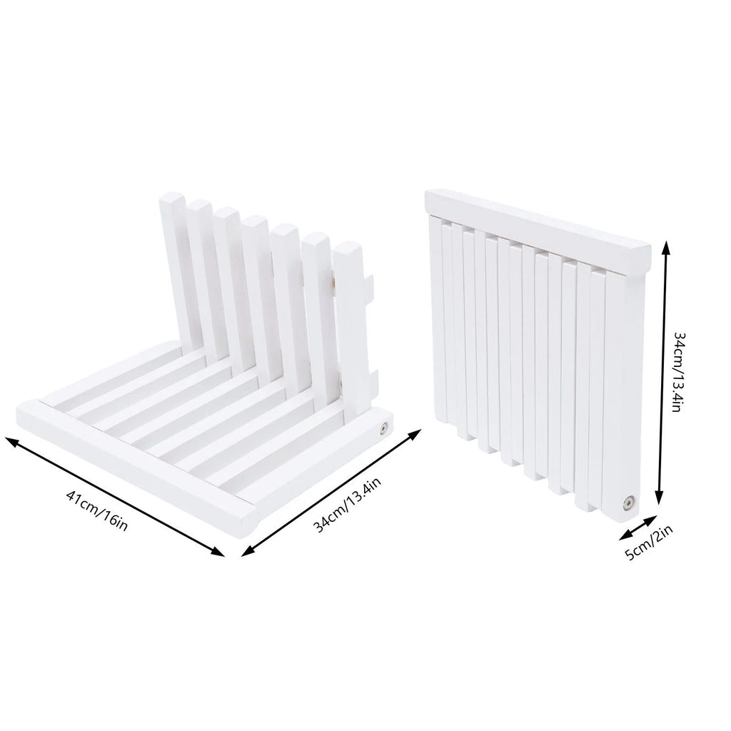White Rubber Wood Wall Mounted Folding Stool Bench K908