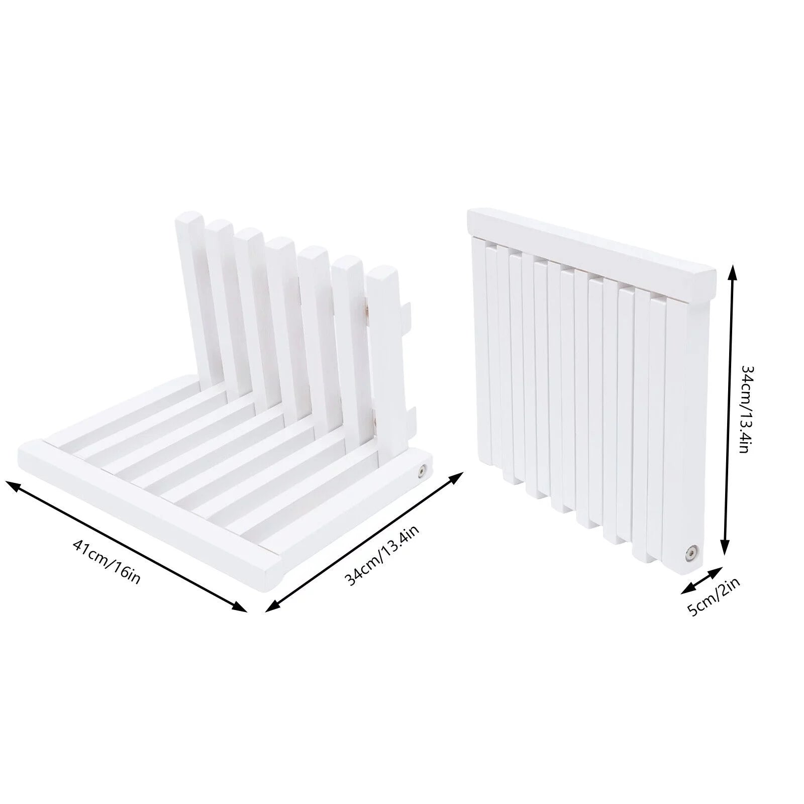 White Rubber Wood Wall Mounted Folding Stool Bench K908