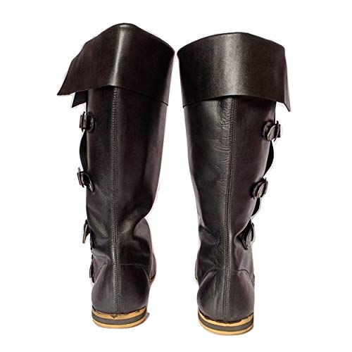 Medieval Leather Boots 4 Buckle Long Boot C5211